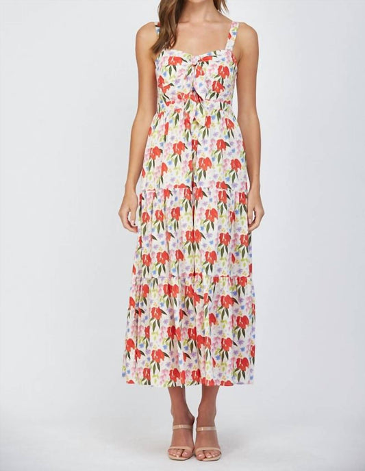 Fate - Adjustable Strap Cut Out Tie Front Maxi Dress