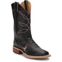 Justin Boots Women's Lori 11" Cowhide Western Boots in royal black - women's shoe - detail view