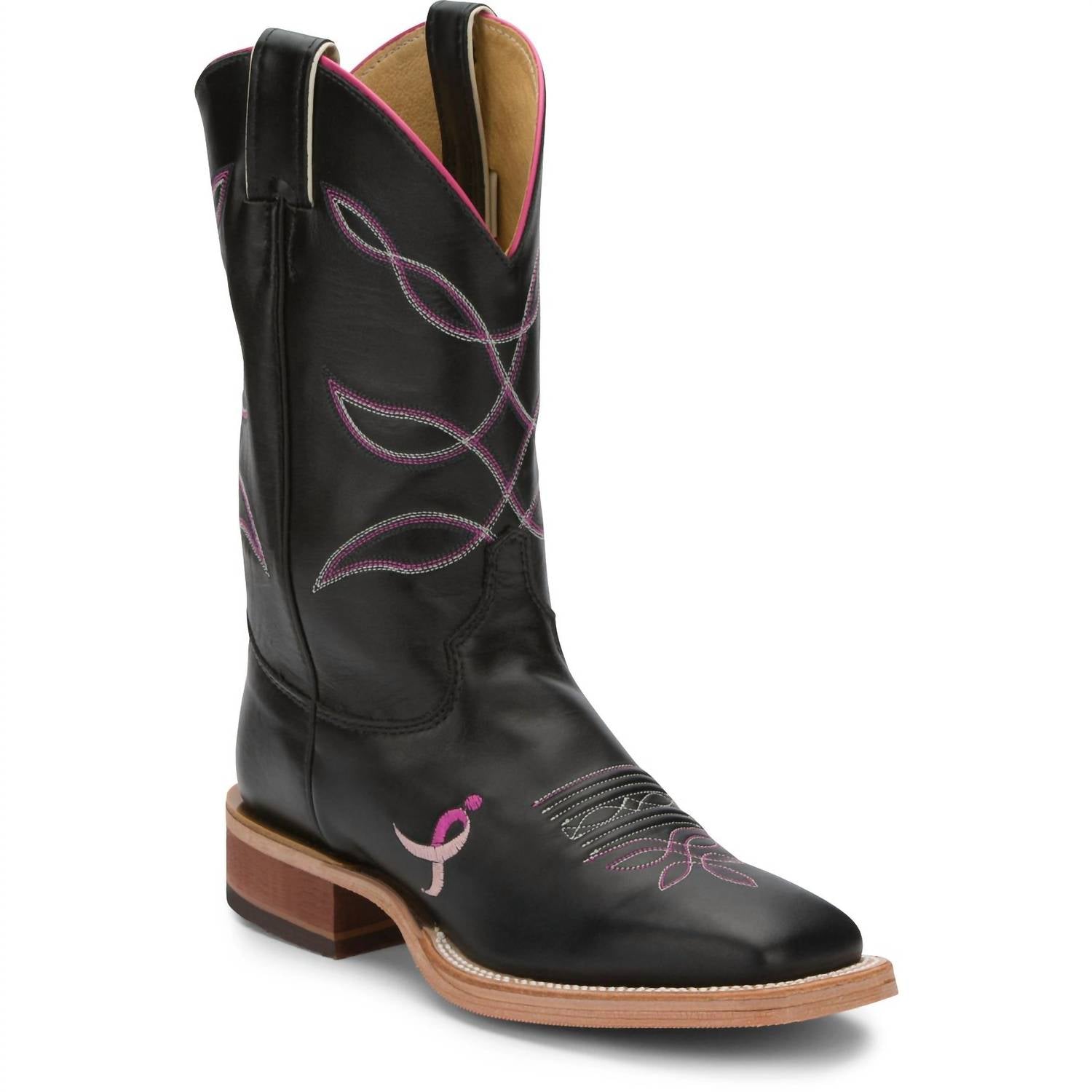 Justin Boots Women's Lori 11" Cowhide Western Boots in royal black - women's shoe - detail view