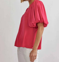 Entro - Women's Bubble Sleeve Satin Top