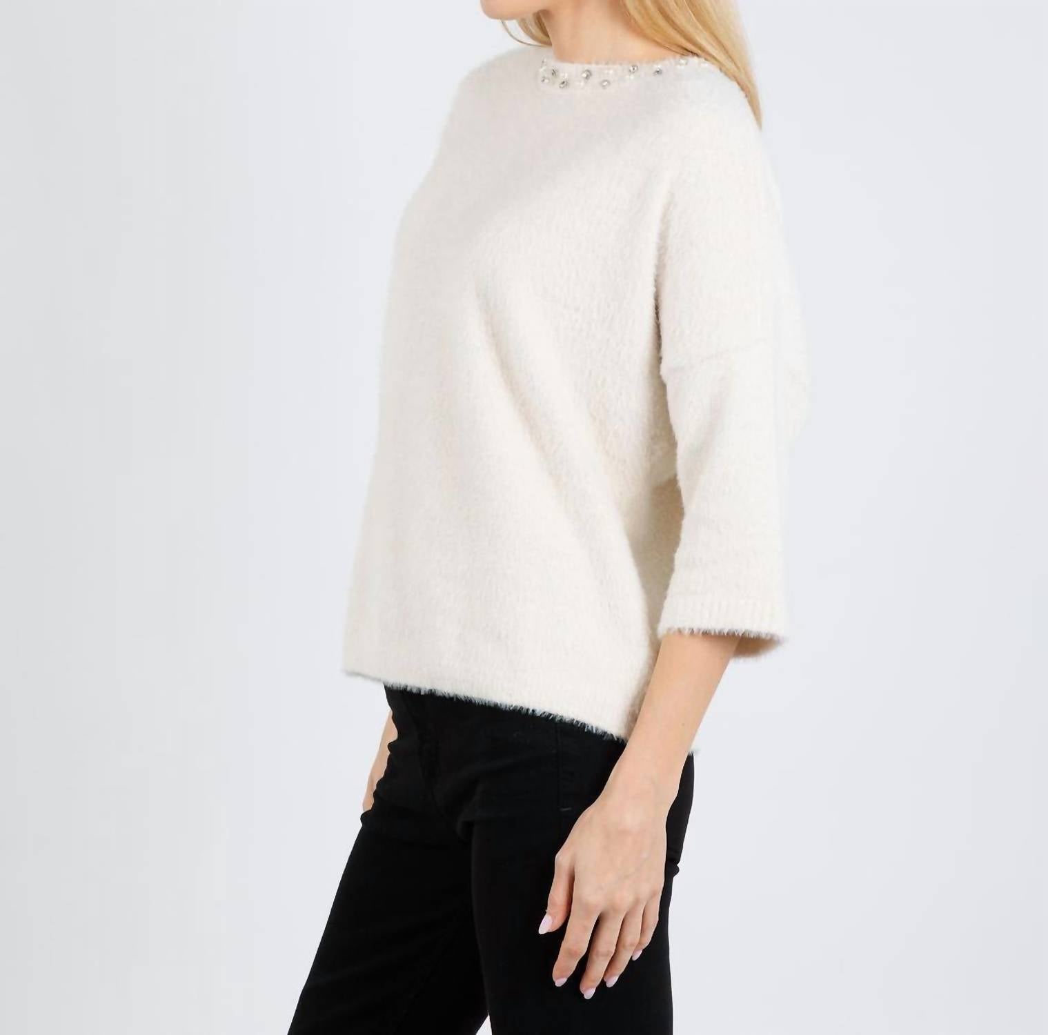 MELISSA NEPTON Felicity Sweater in cream - women's sweater - alternate view