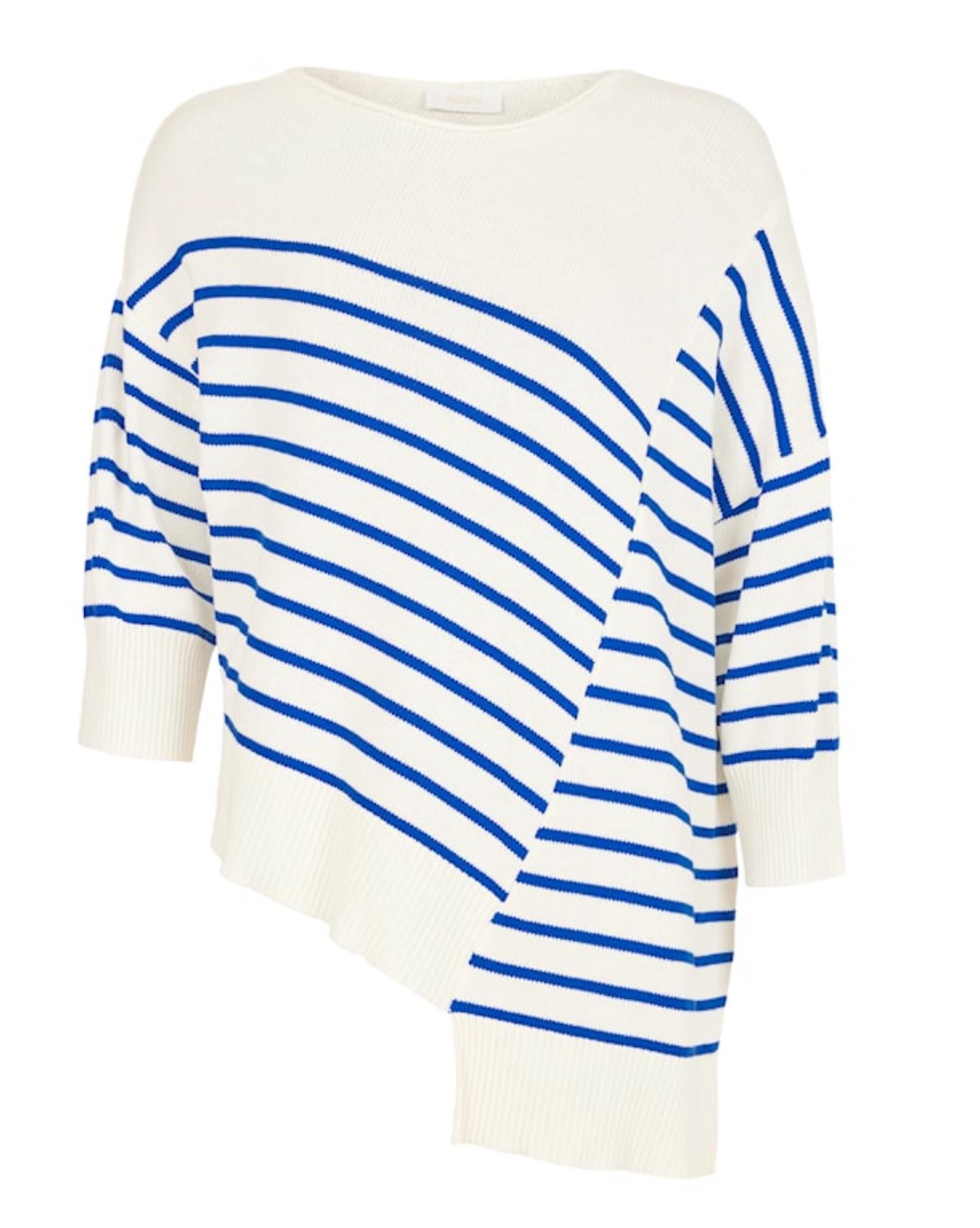 Noen - Women's Angled Stripe Assymetric Pullover