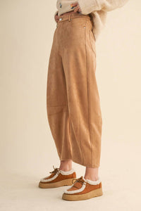 Klesis Savannah Suede Barrel Pants in beige - women's pants - detail view