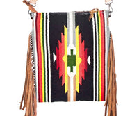 American Darling Women's Detailed Hand Tooled Messenger Bag in black multi - women's bag