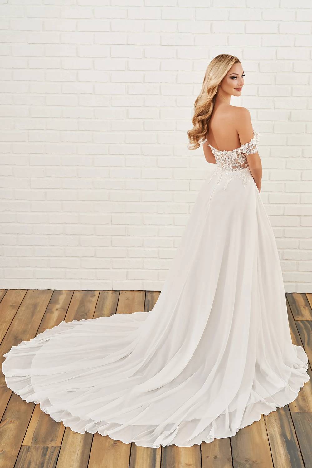Enchanting By Mon Cheri - Off-the-shoulder A-line Wedding Dress