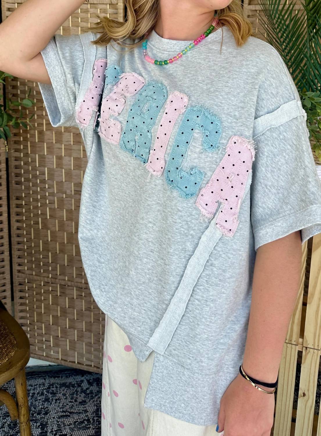 Peach Love - Americana Polka Dot Top