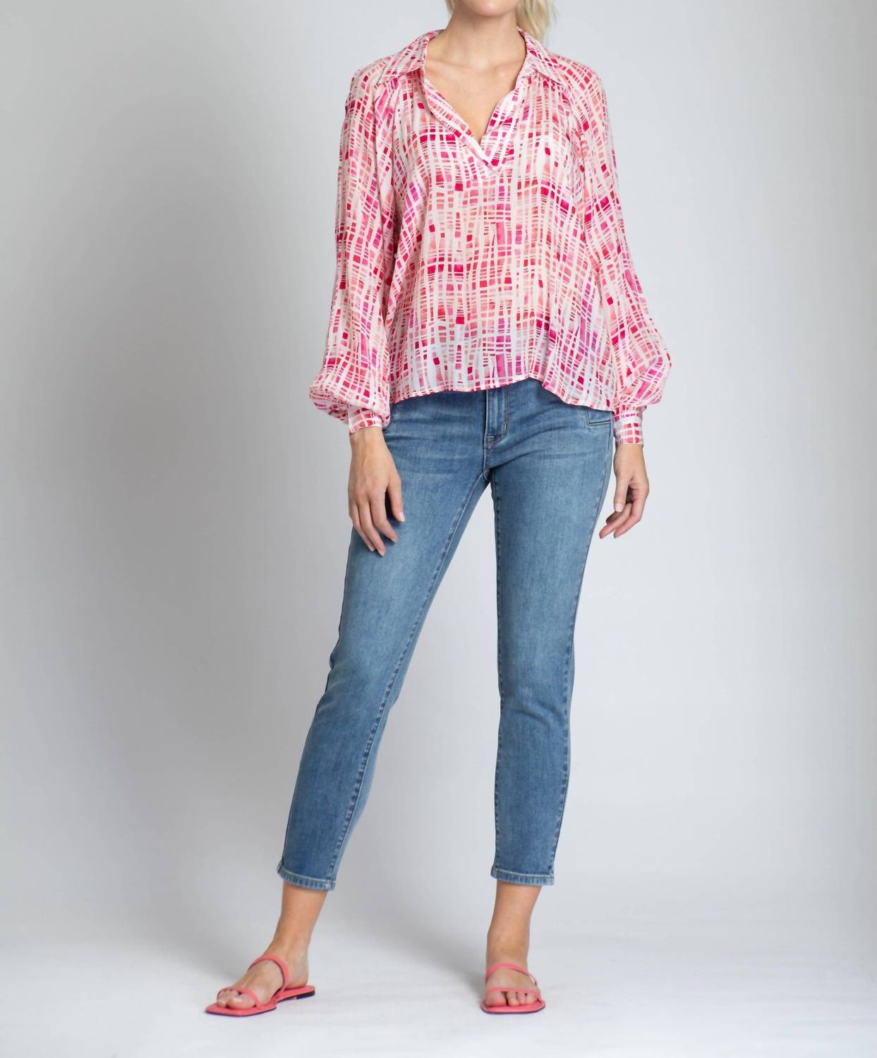 Apny - Half-placket Pullover Blouse
