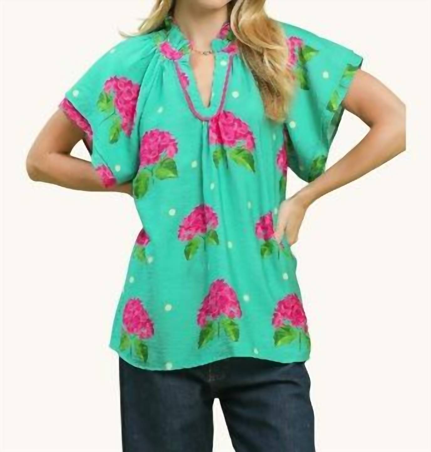 Umgee - U-Neck Frill Collared Top