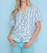 Picadilly - Button Front Puff Sleeve Top