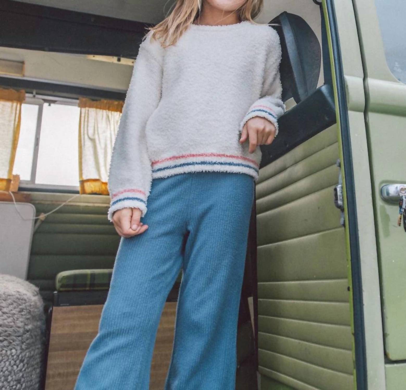 feather 4 arrow Girls Meadow Bell Bottoms in dusty blue - kids' item - detail view