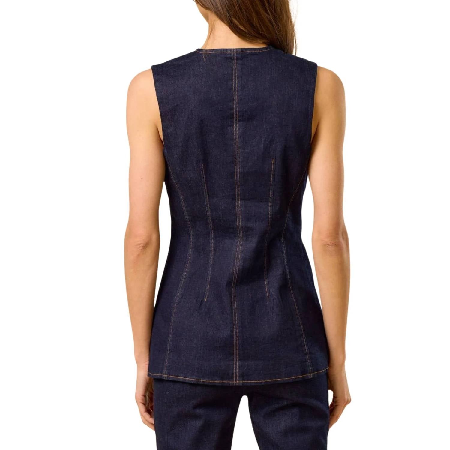 Lalavon - Sleeveless Button-down Top