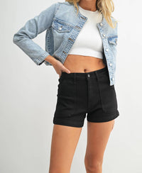 Just Usa - Collarless Cropped Jacket