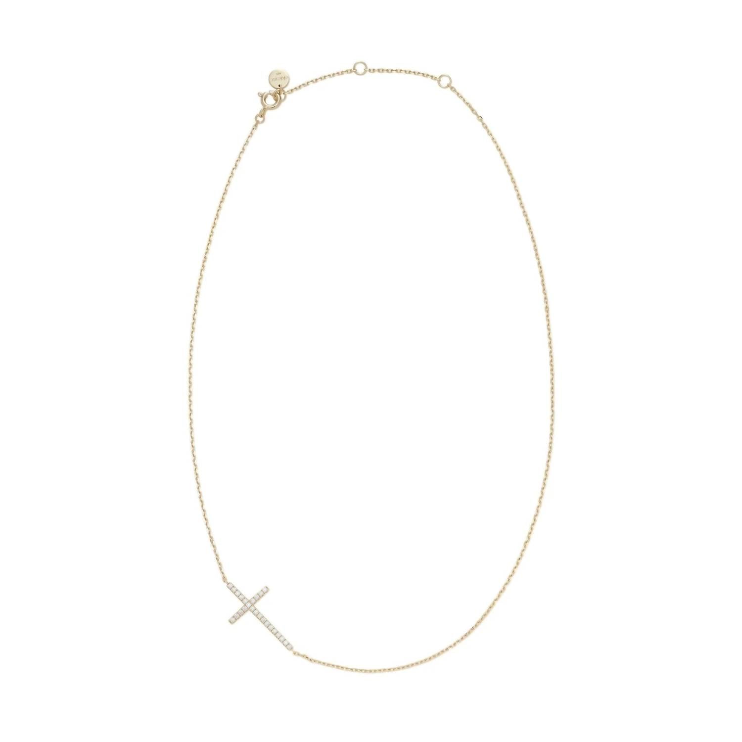 Eklexic - Women's Horizontal Cubic Zirconia Cross Necklace