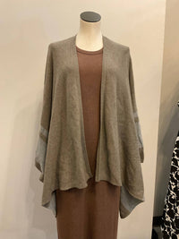 Velvet by Graham & Spencer Women's Harper Open Front Poncho in khaki - women's sweater