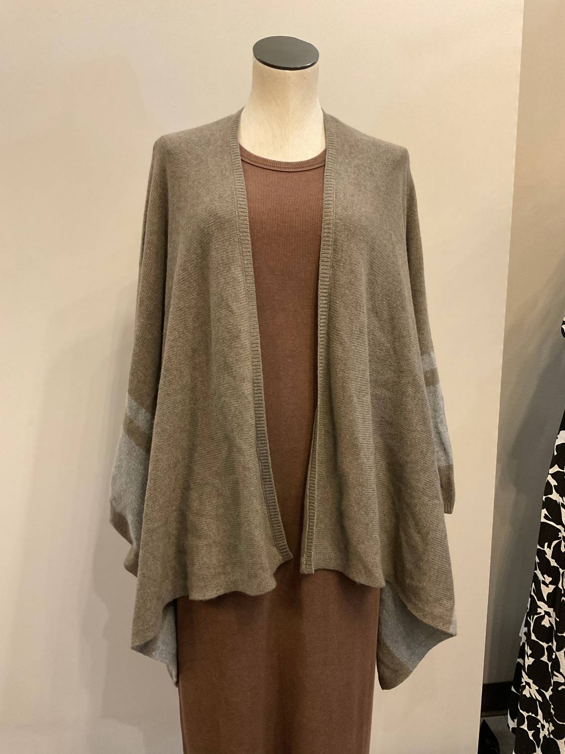 Velvet by Graham & Spencer Women's Harper Open Front Poncho in khaki - women's sweater