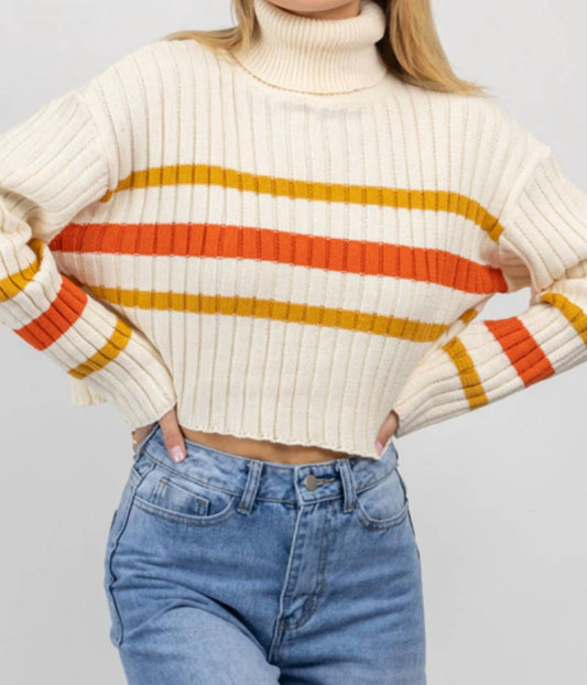 AUBURN STRIPE TURTLENECK SWEATER