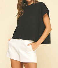 Pinch - Button Down Cap Sleeve Sweater