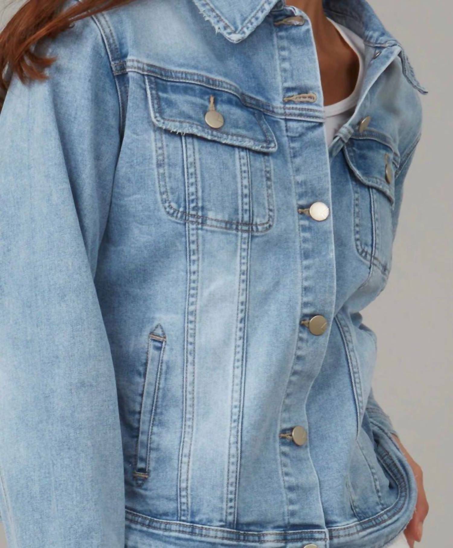 LOLA JEANS Classic Denim Shirt in blue - women's jacket - view 4