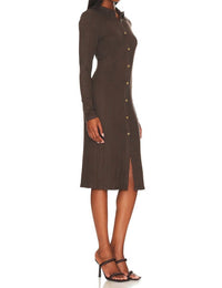Sanctuary Bodycon Rib Midi Dress in java 1 - women's dress - alternate view