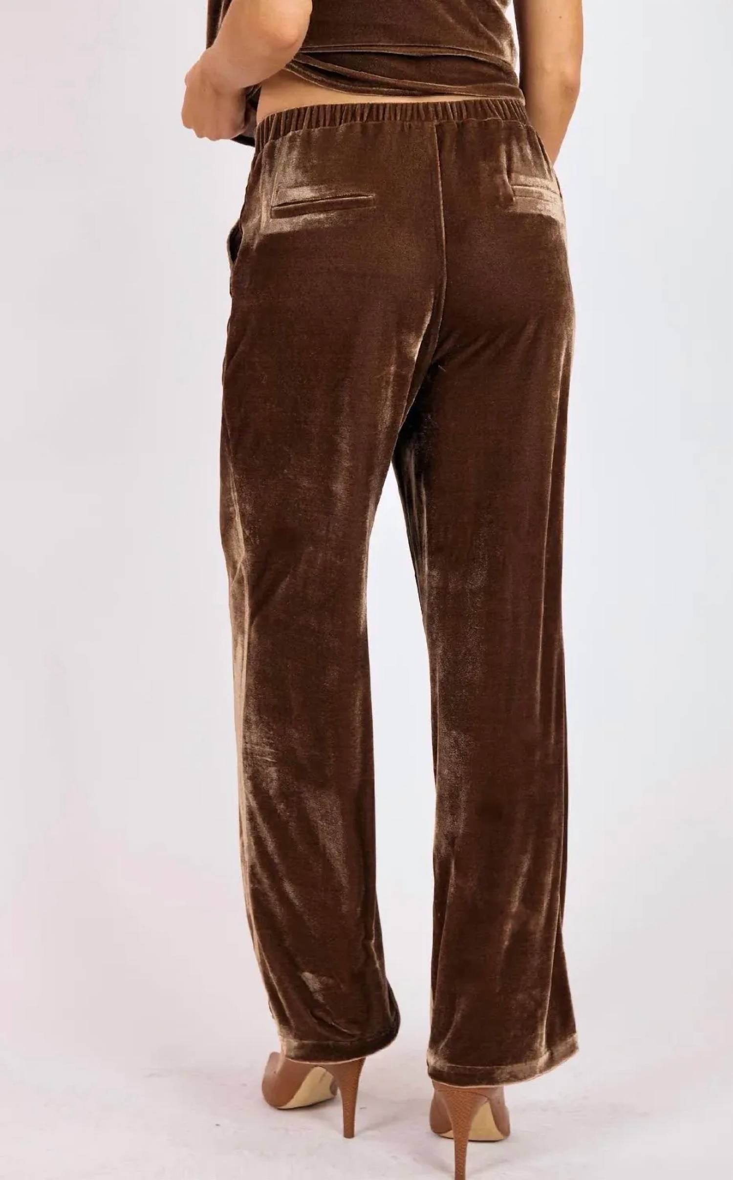 SAGE THE LABEL Twilight Spell Velvet Trouser in mocha - women's pants - view 4