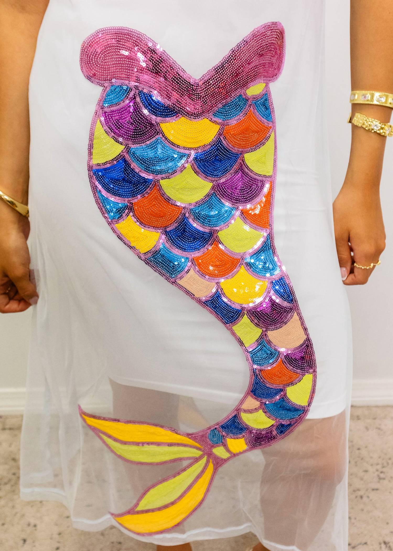 Queen Of Sparkles - Sheer Mermaid Midi Coverup