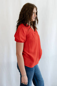 Blu Pepper - Scarlette Eyelet Puff Sleeve Western Top