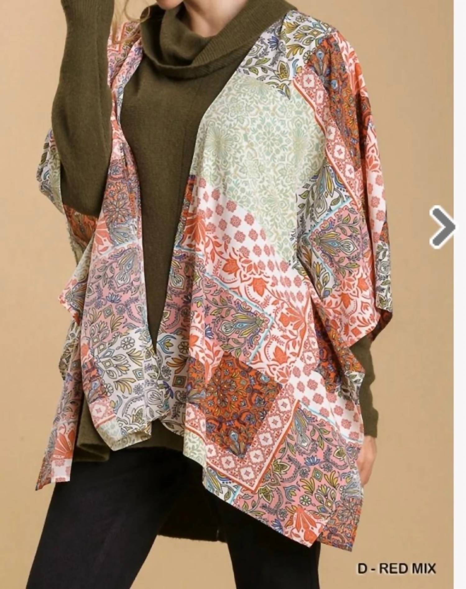 Umgee - Flirty Fall Mixed Print Kimono