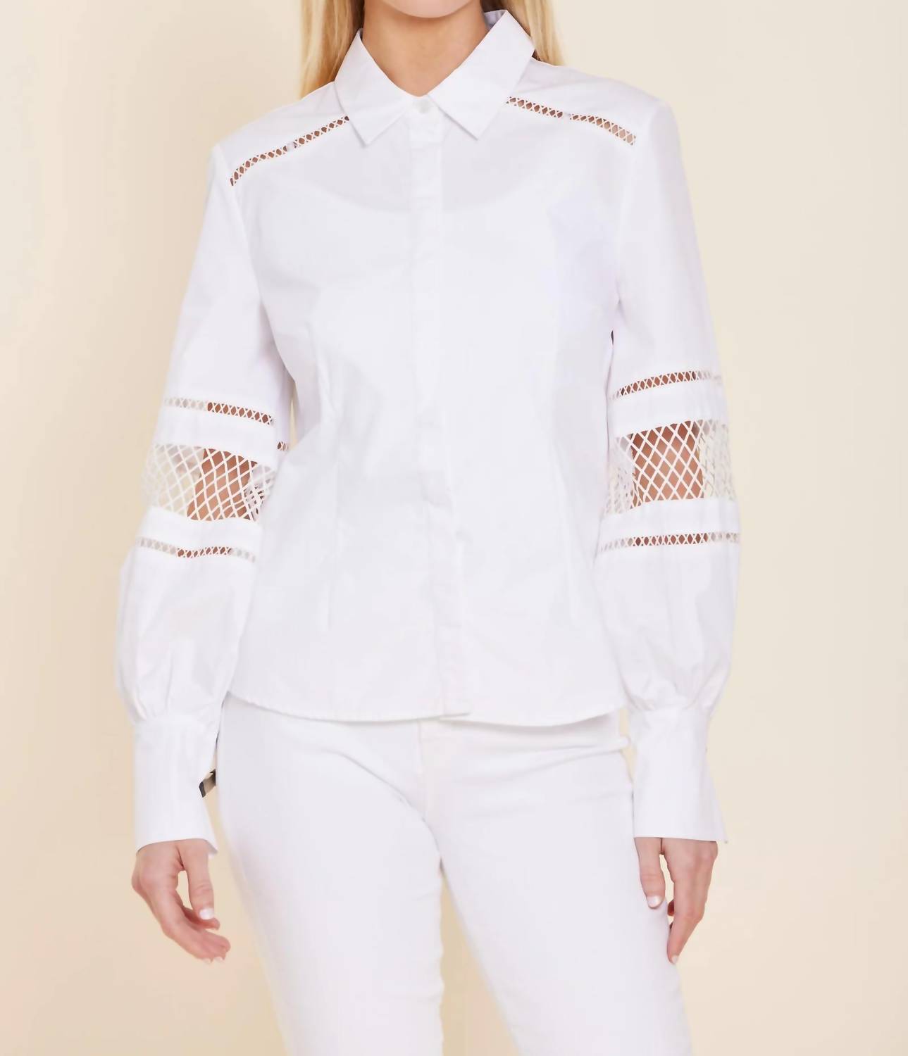 Dolce Cabo - Poplin Open Weave Sleeve Detail Shirt