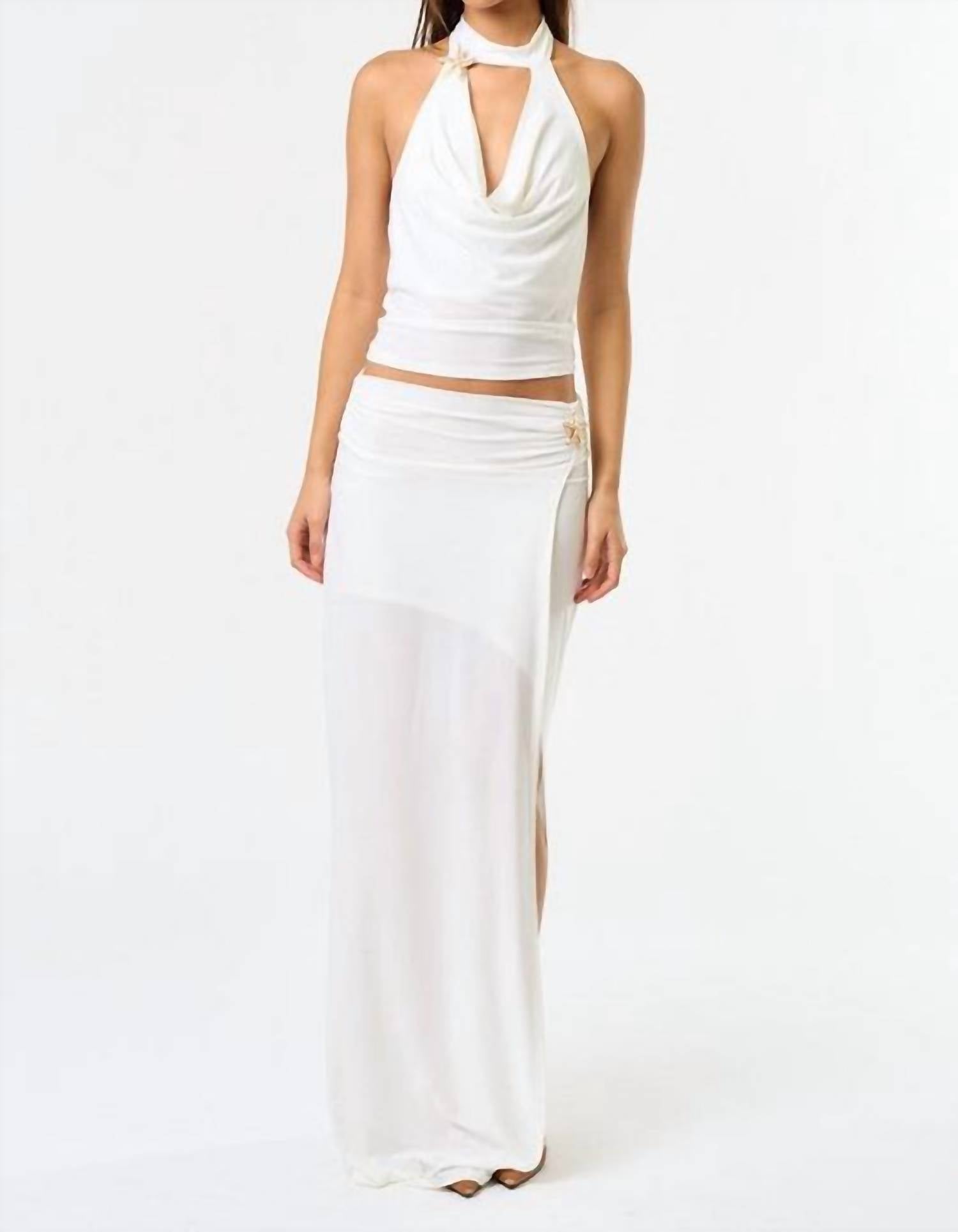 Blue Blush Married In Mykonos Maxi Skirt Set in mykonos maxi skirt set in white - women's skirt