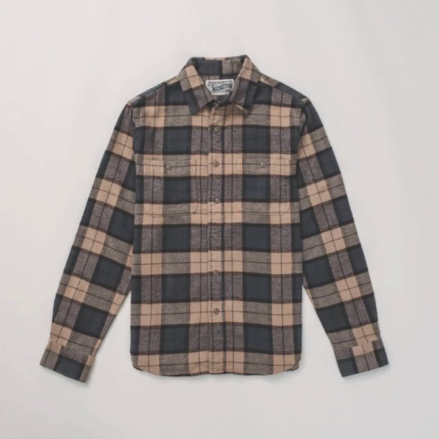 Schott Men Heavy Flannel Work Shirt in khaki grey - men's shirt