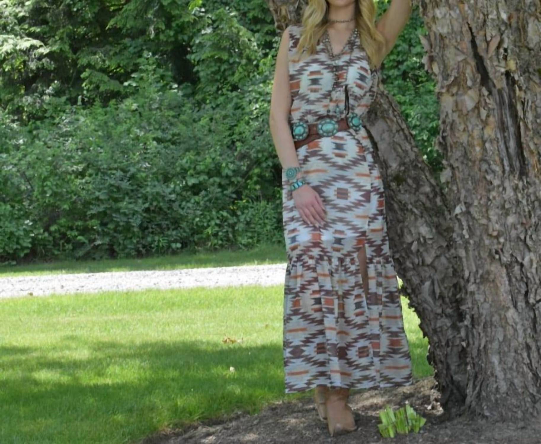 TASHA POLIZZI Eliana Maxi Dress in burgundy brown rust ivory - women's dress