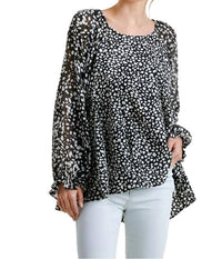Umgee - Dalmatian Balloon Ruffle Sleeve Top