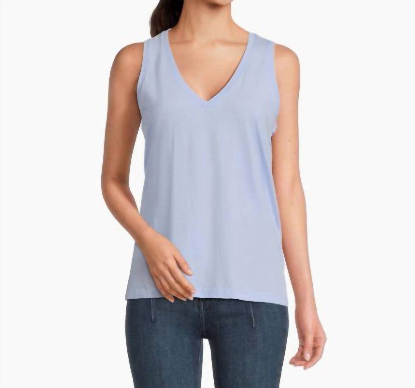 Madewell Whisper V Neck Tank in peri blue - women's tank top