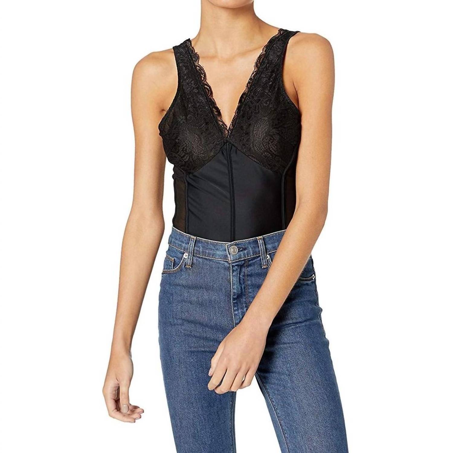 ASTR Austin Bodysuit in black - women's shirt - detail view