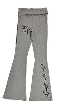 Ed Hardy Women's Mary Fold Over Yoga Pants in heather grey - women's pants