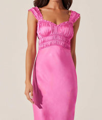 Astr - Enola Satin Smocked Midi Dress