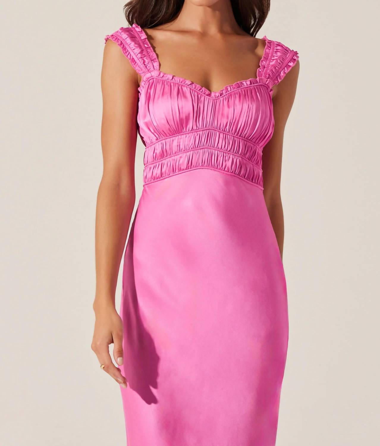 Astr - Enola Satin Smocked Midi Dress