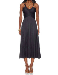 LUCY PARIS Claudine Draped Dress in black - women's dress - alternate view