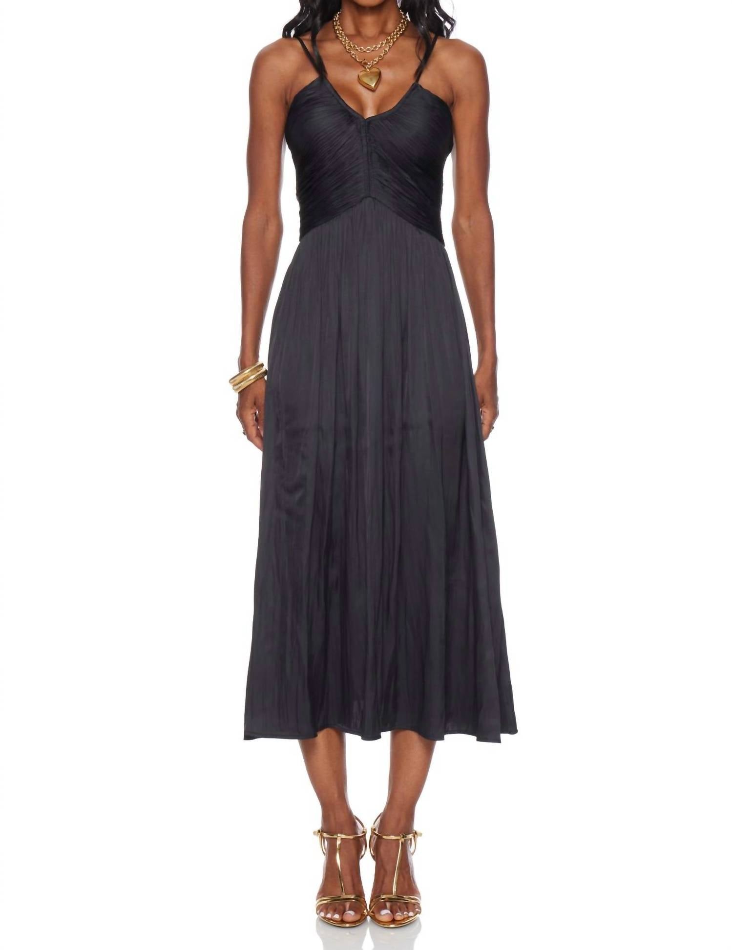 LUCY PARIS Claudine Draped Dress in black - women's dress - alternate view