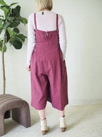 Cut Loose - Cross Hatch Linen Crop Jumpsuit