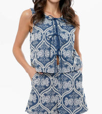 Greylin - Romy Embroidered Tie Front Shell Top