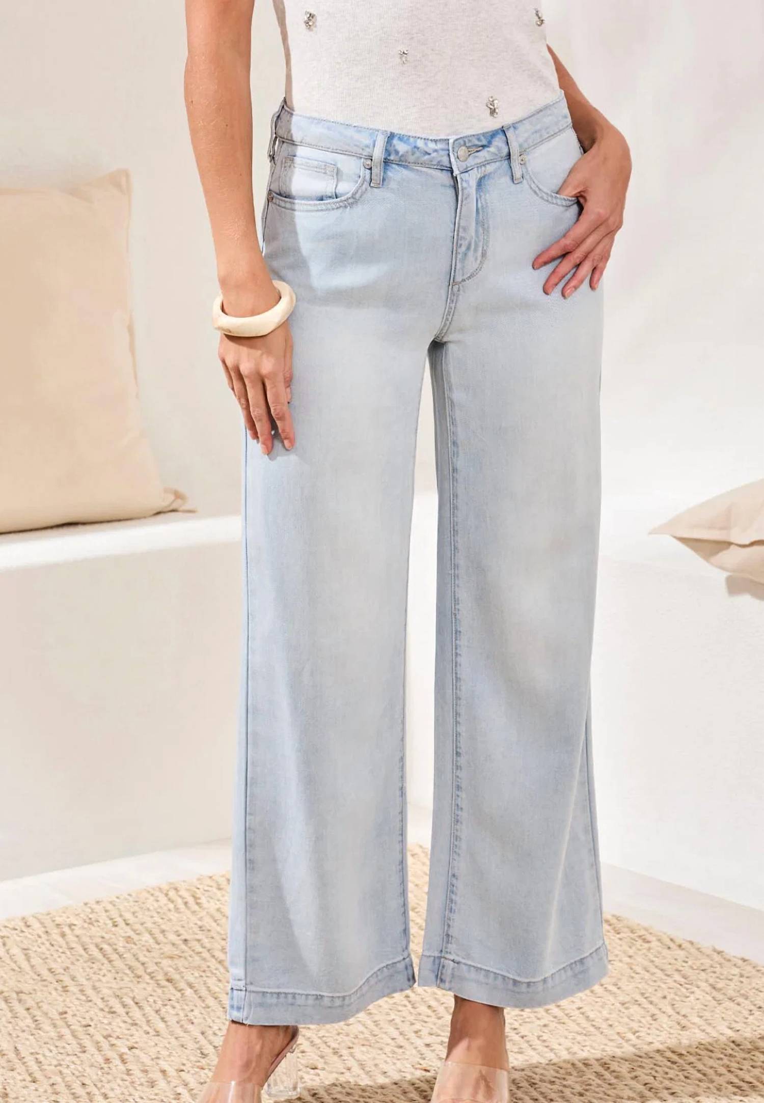Tribal - Audrey Hugging Flowy Wide Leg Jeans