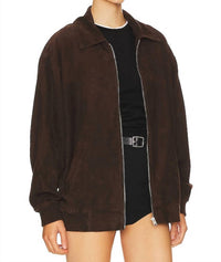 LAMARQUE Women's Caden Bomber Jacket in chocolate - women's jacket - alternate view