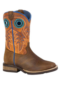 ROPER Kids Steer Hide Reo Sole Cowboy Boot in brown orange - kids' boots