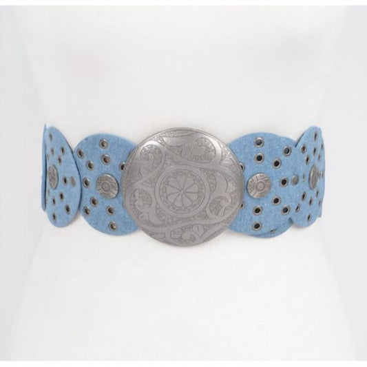 3Am By H&D Accessories - Women's Light Denim Concho Belt
