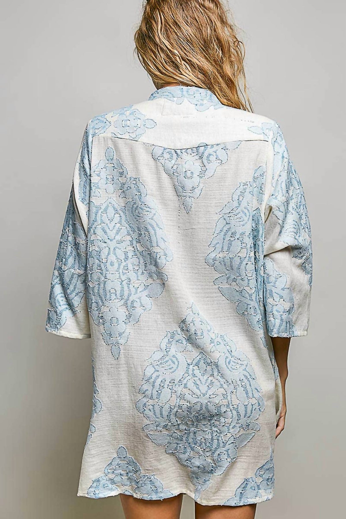 Pol - Azure Meadow Button Mini Dress