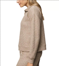 Splendid Sweatersoft Quarter Zip Top in lt cedar - women's sweater - detail view