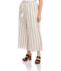 Karen Kane - Stripe Embroidered Cropped Drawstring Pants - Plus