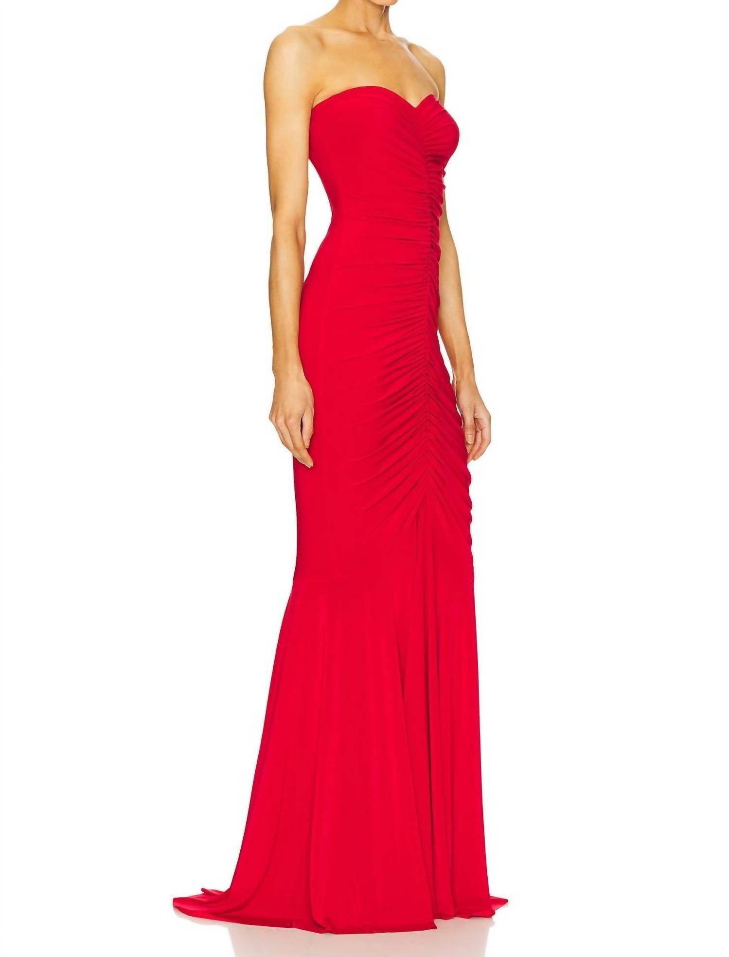 Norma Kamali - Strapless Shirred Front Fishtail Gown