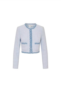 Loveshackfancy - Azula Denim-trimmed Tweed Jacket